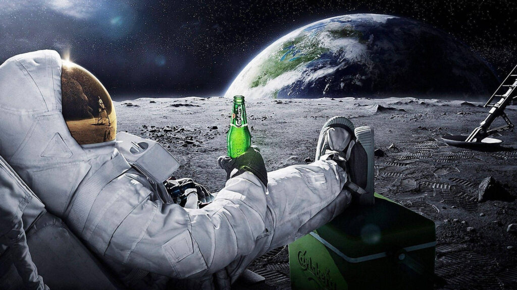 1080p hd astronaut relaxing on moon r747x004y6k4evcd